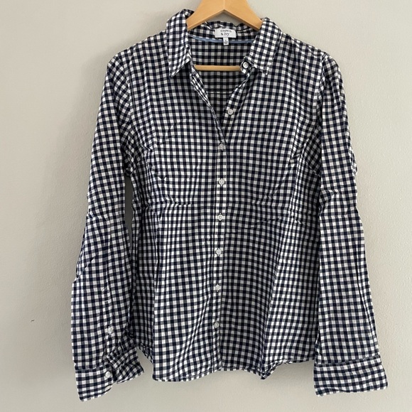crown & ivy Tops - Crown & Ivy Black and White Checkered Button Down Shirt